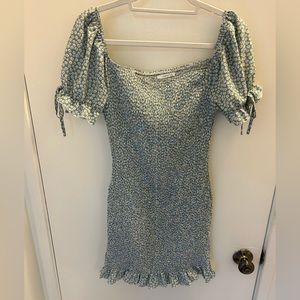 Blue floral maternity fitted dress